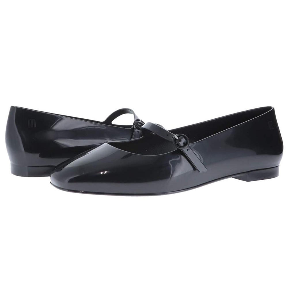 Melissa Women’s “Believe” Black Jelly Mary Janes Ballet Flats